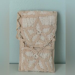 New vintage Victorian handmade lace cotton padded pouch